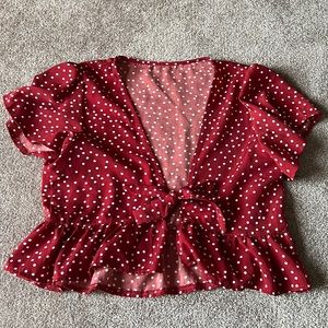 Maroon and White spotted top
